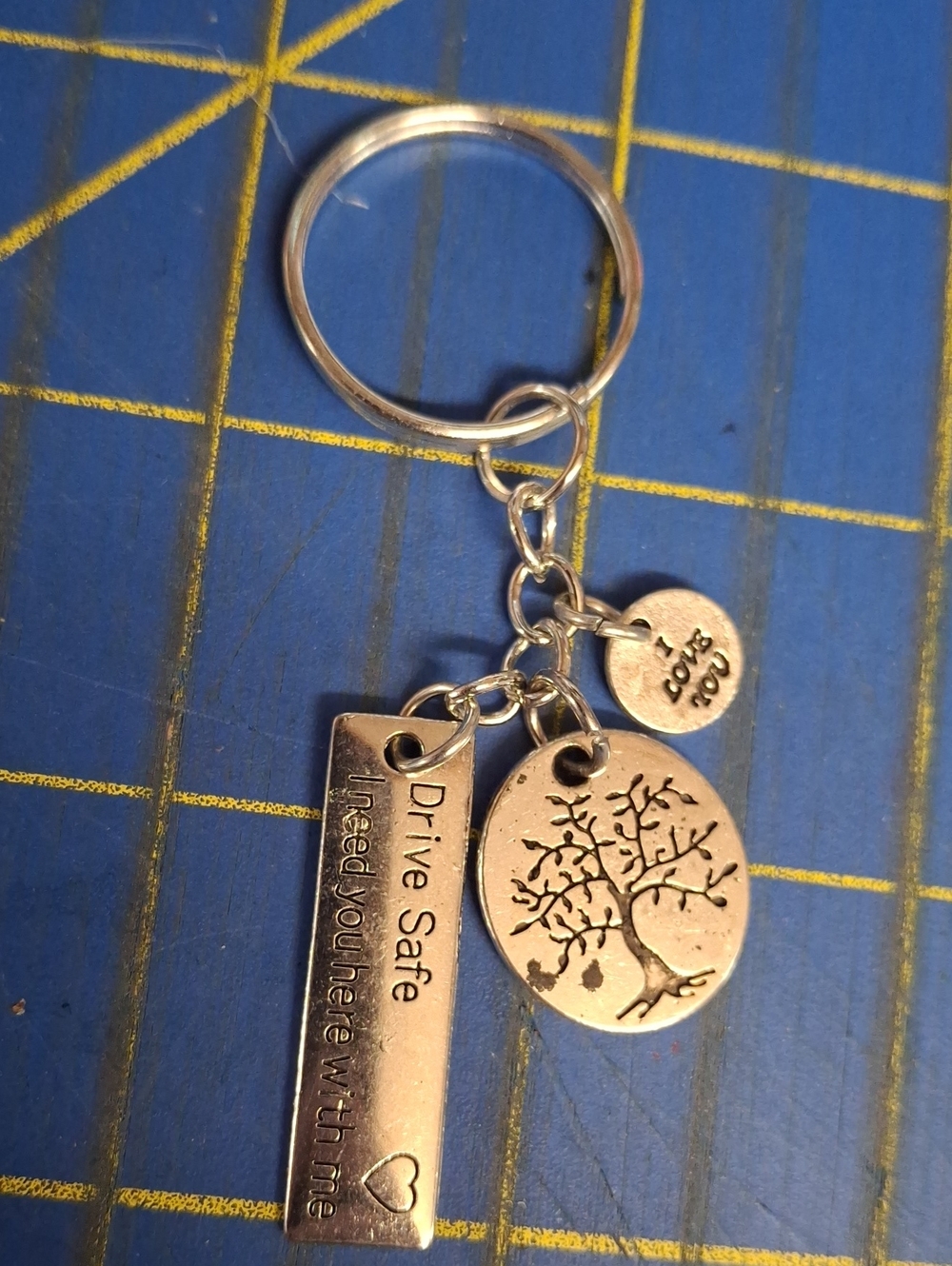 Drive Safe I Need You Here with me Life Is A Gift Silver Keyring Purse Charm